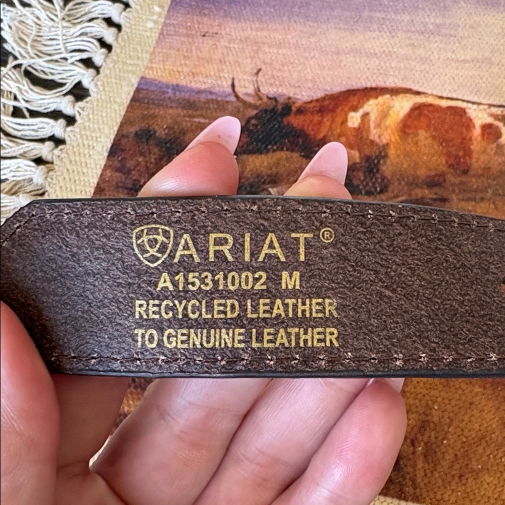 Ariat Brown Leather Concho Belt with Turquoise Accents - Picture 3 of 4